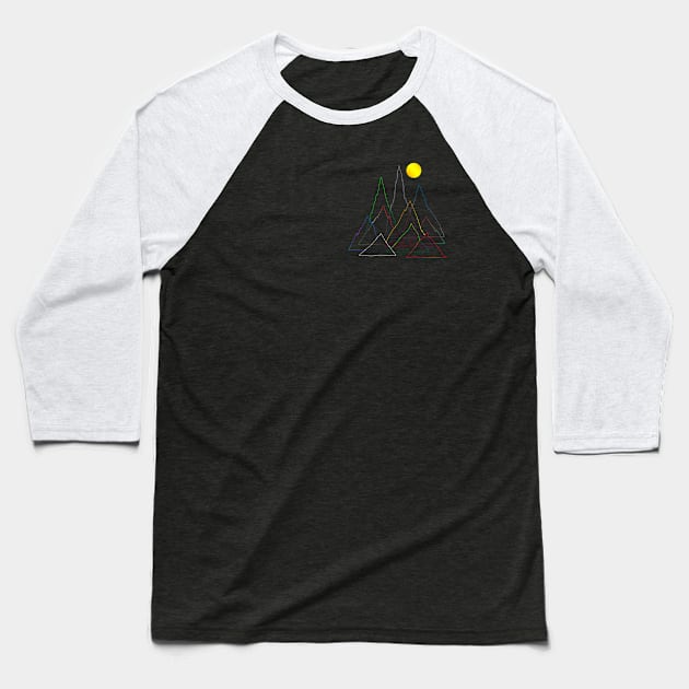 Mountains Lines (small and back) Baseball T-Shirt by Bongonation